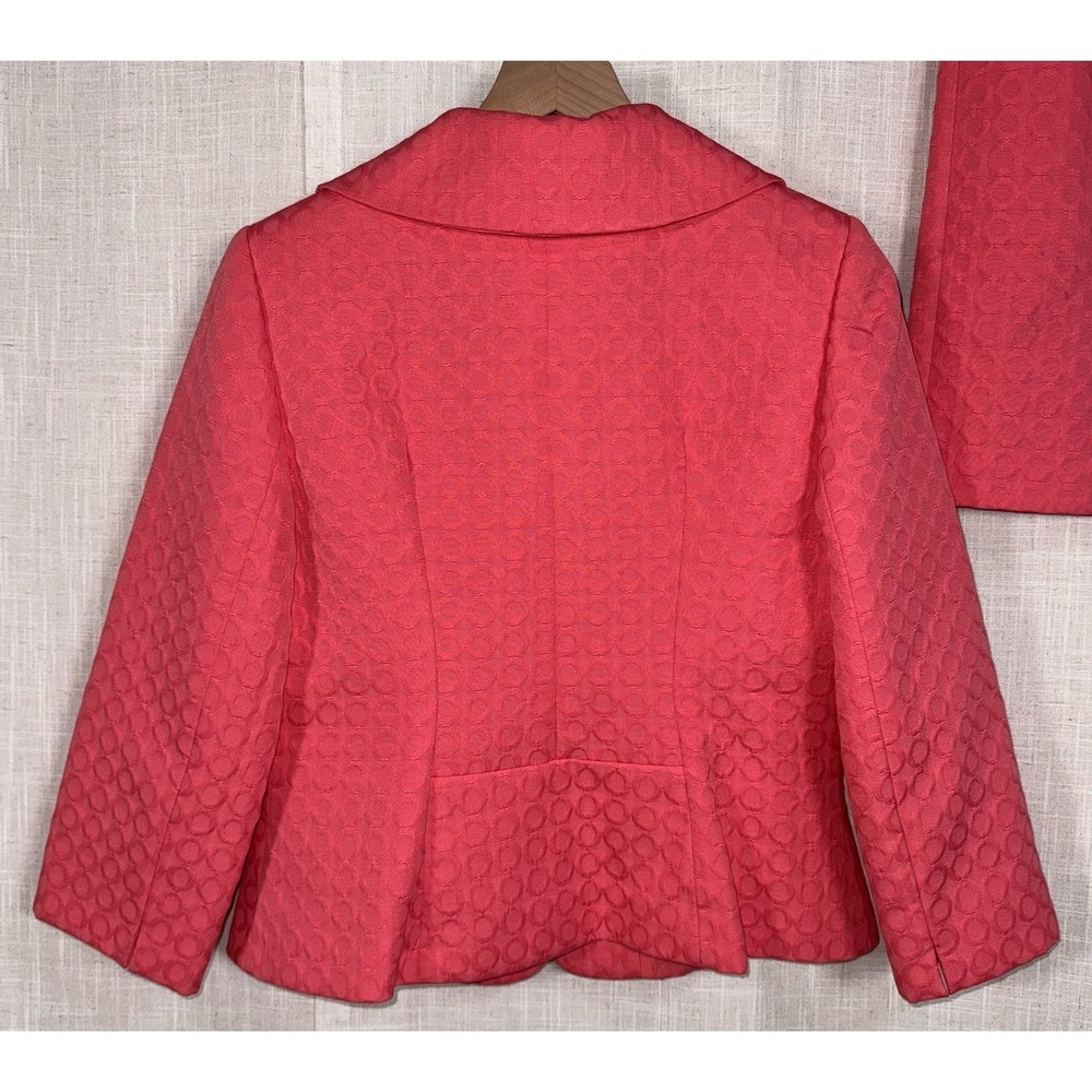 Tahari Arthur S Levine Coral Suit Blazer Skirt Set Women's Sz 12 Career - Picture 8 of 16